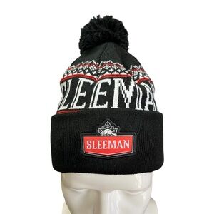 Sleeman Black Red Knit Pom Beanie Toque Hat Guelph Ontario